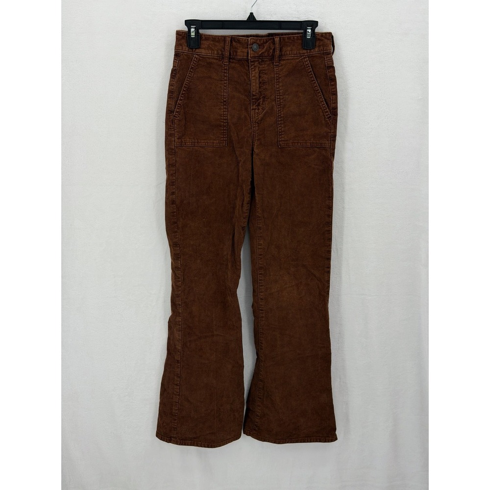 American Eagle Pants Womens 4 Brown Corduroy Super Hi Rise Flare Stretch Boho